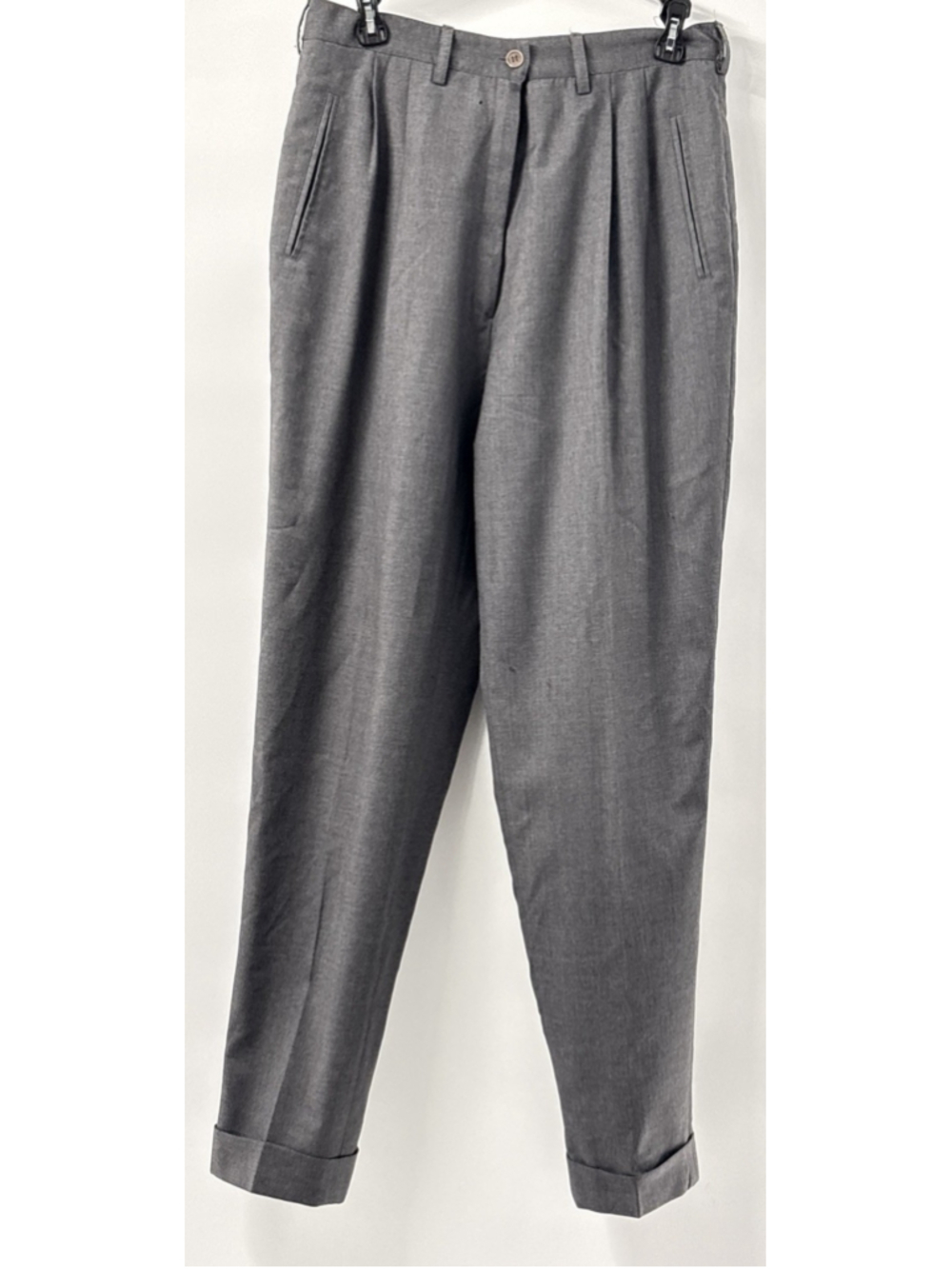Battistoni High Rise Pleated Wool Dress Pants Cuffed Italy Womens IT 46 / 10